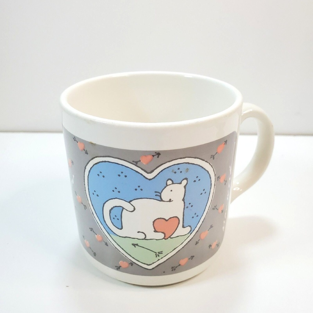 Vintage Grindley Pottery The Cats Meow Hearts Design Mug Cup Mid-Century England